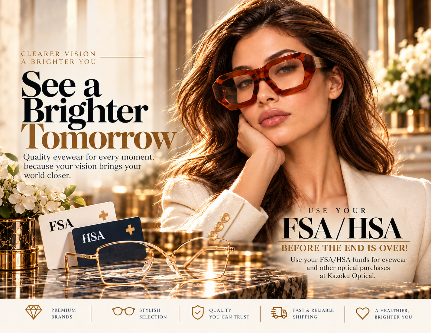 golden luxury eyewear editorial